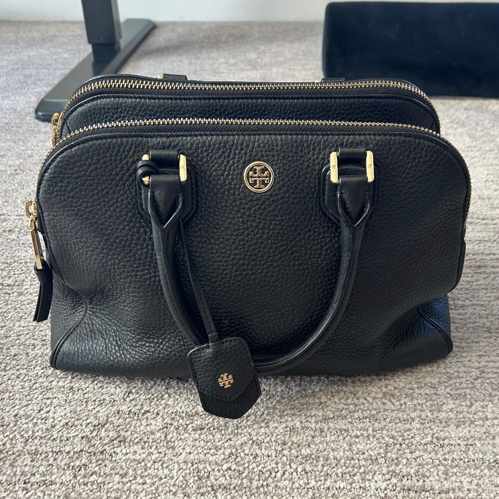 Tory Burch Black Pebbled Leather Satchel